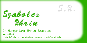 szabolcs uhrin business card